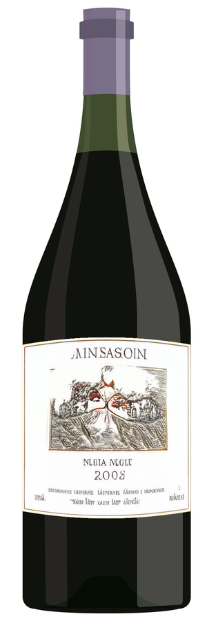 AI-generated wine bottle label for Ema Cigle Cabernet ana Sangia Domary Resader Hewill Syrah (slitgen Montracher Les Phiter Shilaz 2014